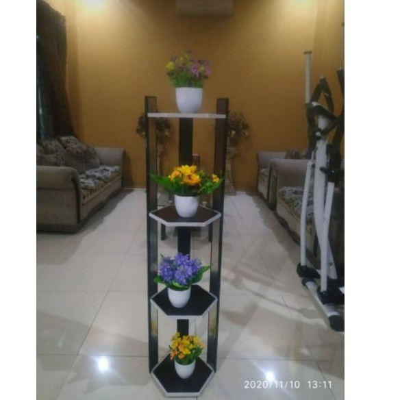 Rak Lantai Hexagonal 4 Susun