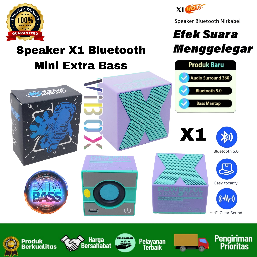 Speaker Vibox X-1 Portable X Bluetooth Speaker Mini / Speaker Bluetooth Mini Speaker Wirelles Music 