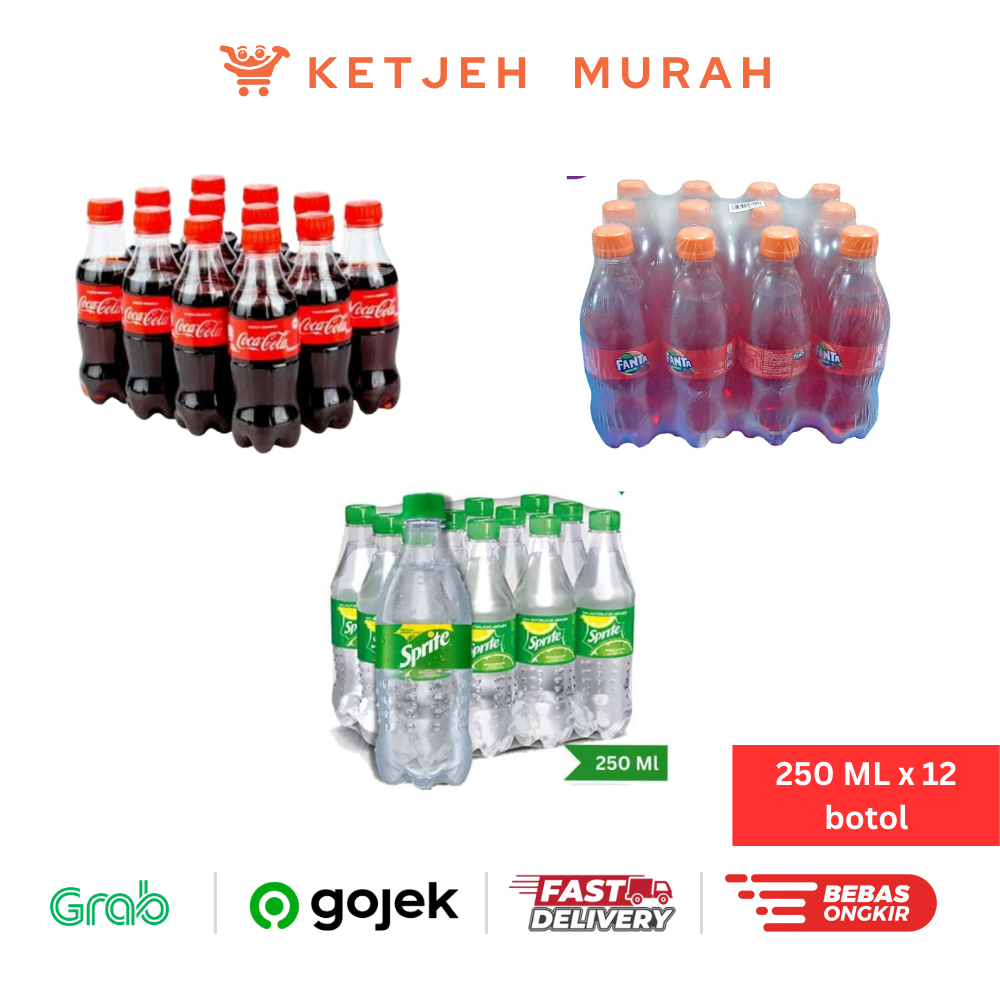 

Coca Cola / Sprite / Fanta Botol Mini Kecil 250 ML 1 Pak isi 12 Botol