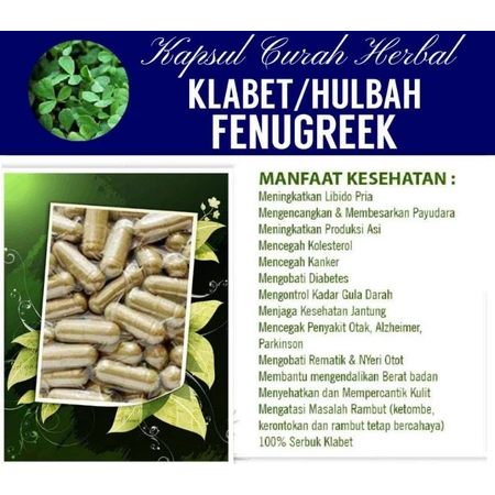 HERBAL KAPSUL KLABET FENUGRAK KAPSUL HERBAL CURAH ISI 100 ORIGINAL