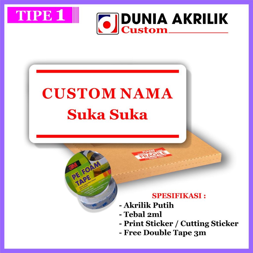 

AKRILIK PUTIH CUSTOM TULISAN / KATA KATA TIPE 2