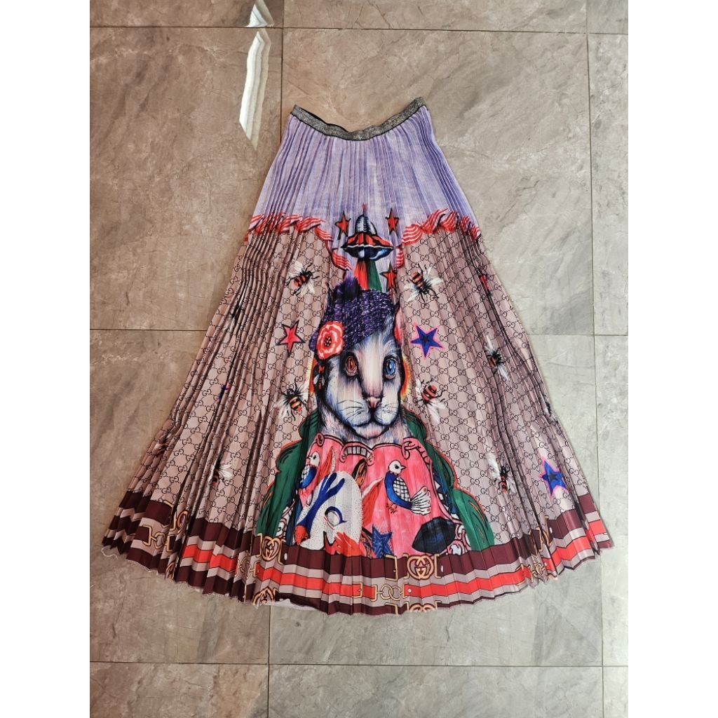 Rok plisket motif branded premium maxi / panjang import