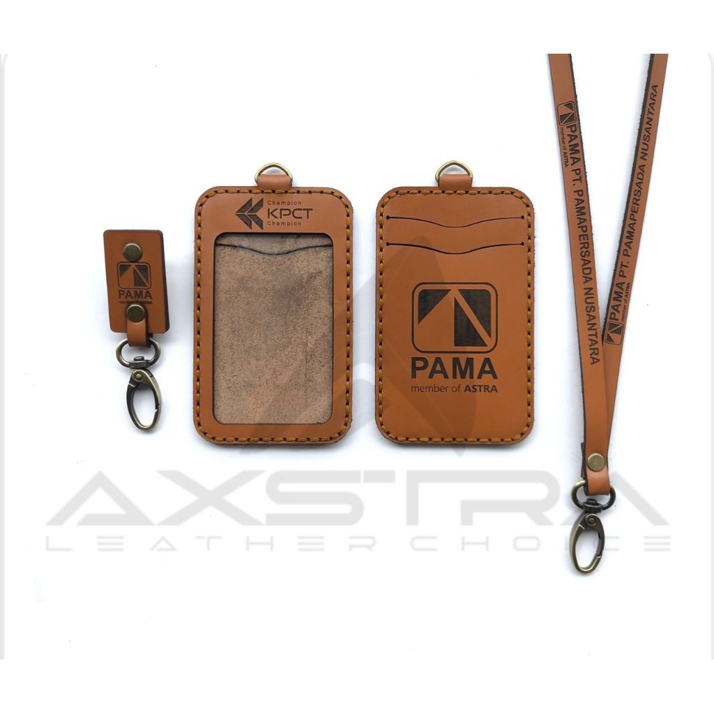 

gantungan id card kulit simpel name tag custom lanyard