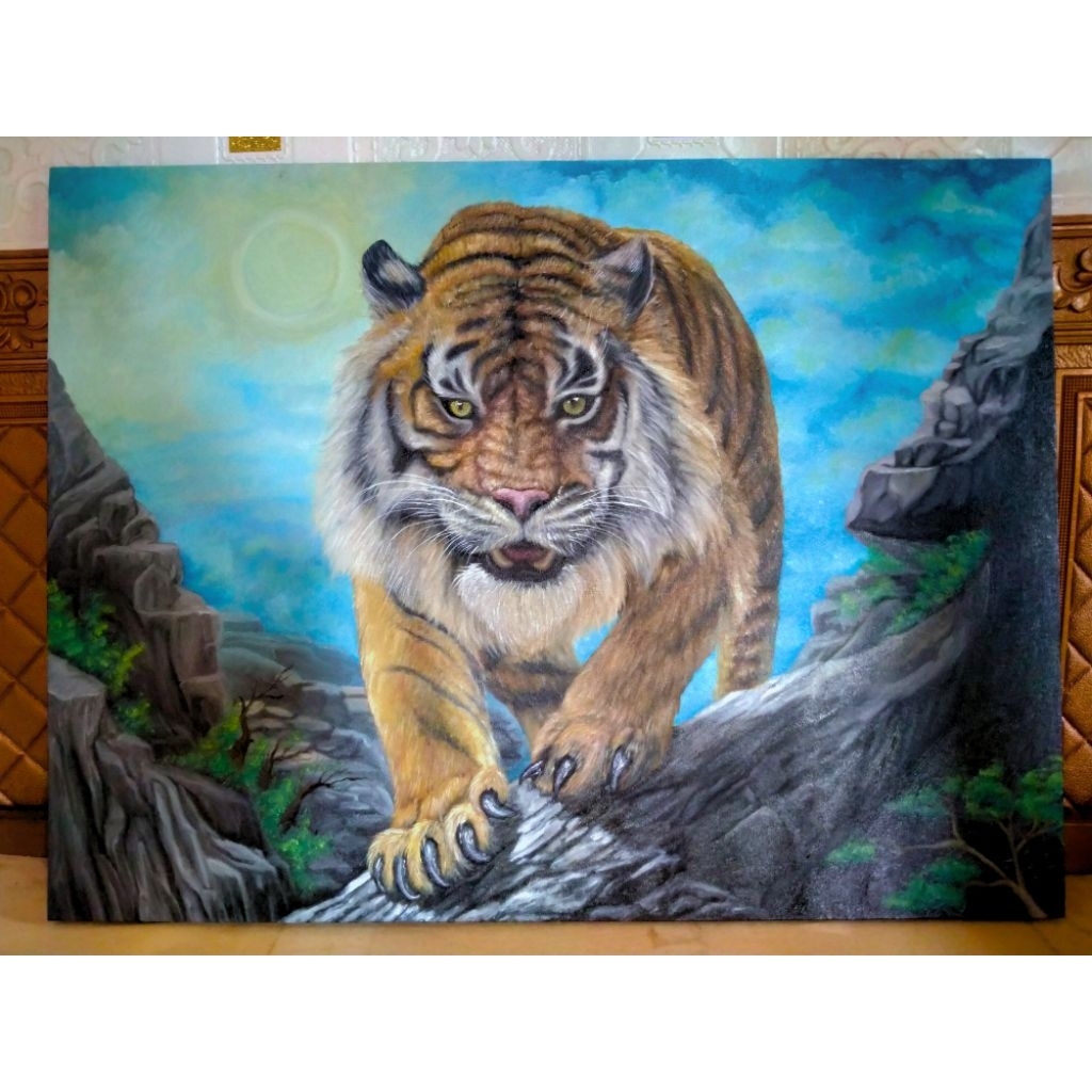 LUKISAN HARIMAU ASLI KARYA TANGAN