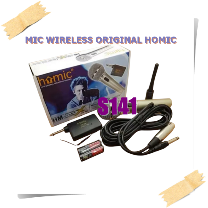 S141 MIC WIRELESS ORIGINAL HOMIC BAHAN BESI STAINLESS MIK KABEL WIRELESS SINGLE MIX WIRELES MIKROPHO