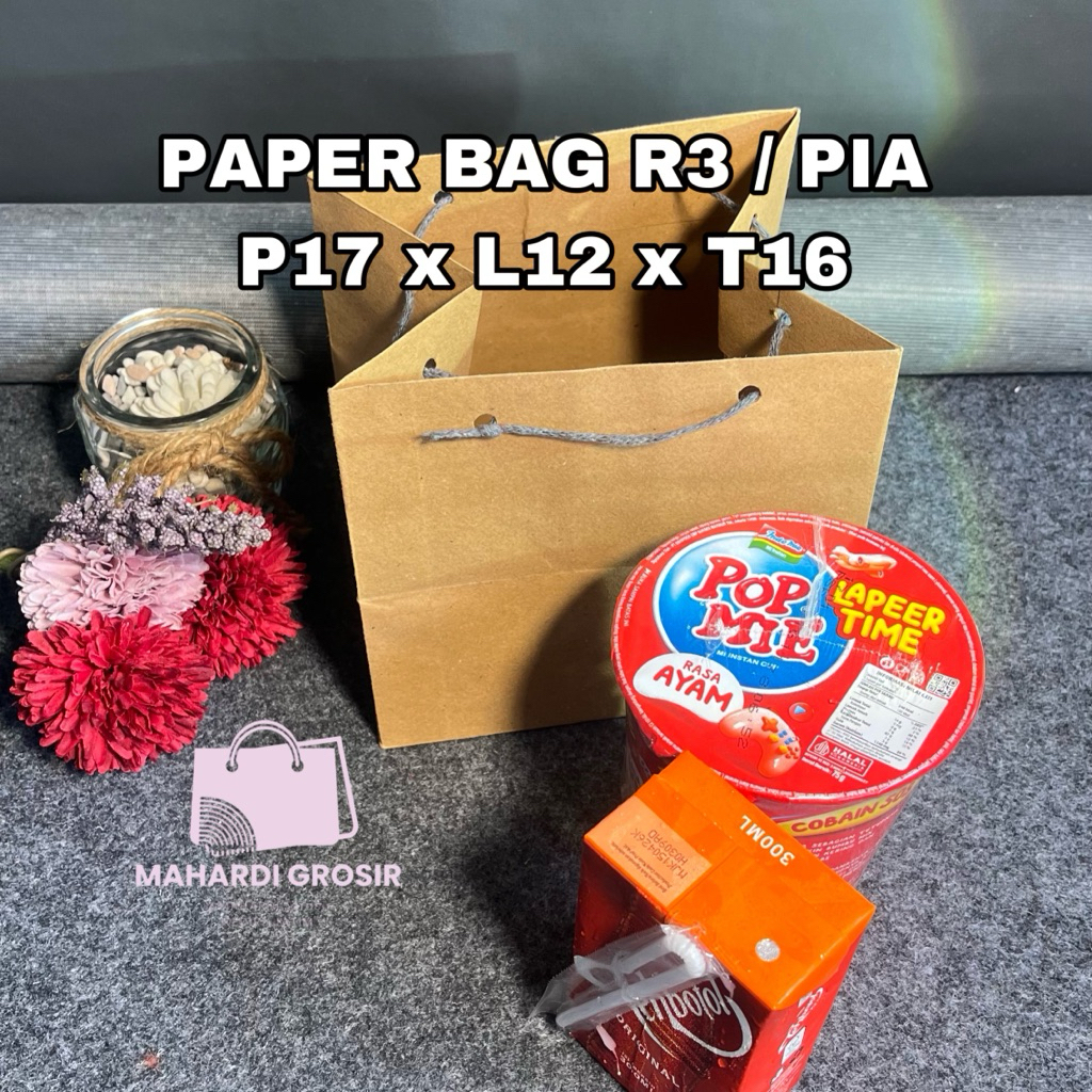 

tas kertas R3 pia coklat polos 17x12x16cm / paper bag / tas asul asul murah / tas souvenir pernikahan murah