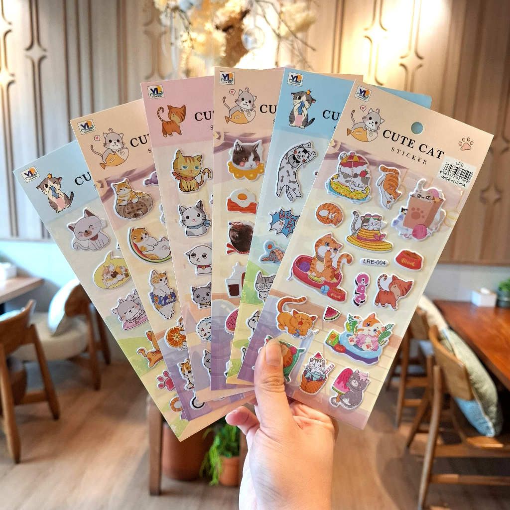 

[LRE] Sticker Timbul Gambar Tempel Stiker Anak Karakter Kucing Cat Kitten