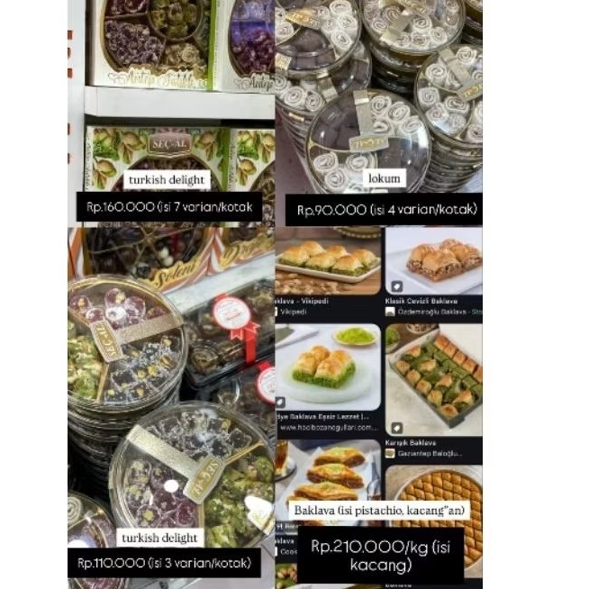 

Lokum, Turkish Delight, Coklat turki arab kiloan, baklava kiloan