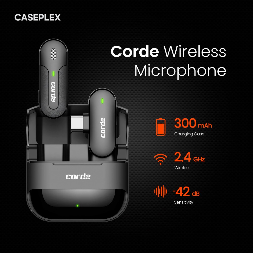 Wireless Lavalier Microphone Clip On 1 Mic dengan Charging Case untuk HP Live Streaming Vlog