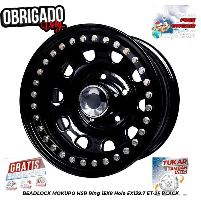 Velg Mobil Beadlock Taft, Katana, Escudo, Vitara, Jimmy, Feroza R15 BEADLOCK MOKUPO HSR R15X8 H5X139