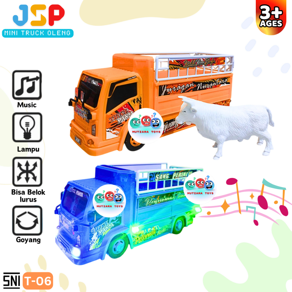 MM Mainan Anak Basuri Mini Truck Oleng Angkut Hewan JSP Kode T-06