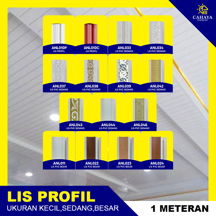 (1Meter) LIS PVC Lis Profil ANDA Plafon Motif Kayu dan bunga 1 Potongan Meteran