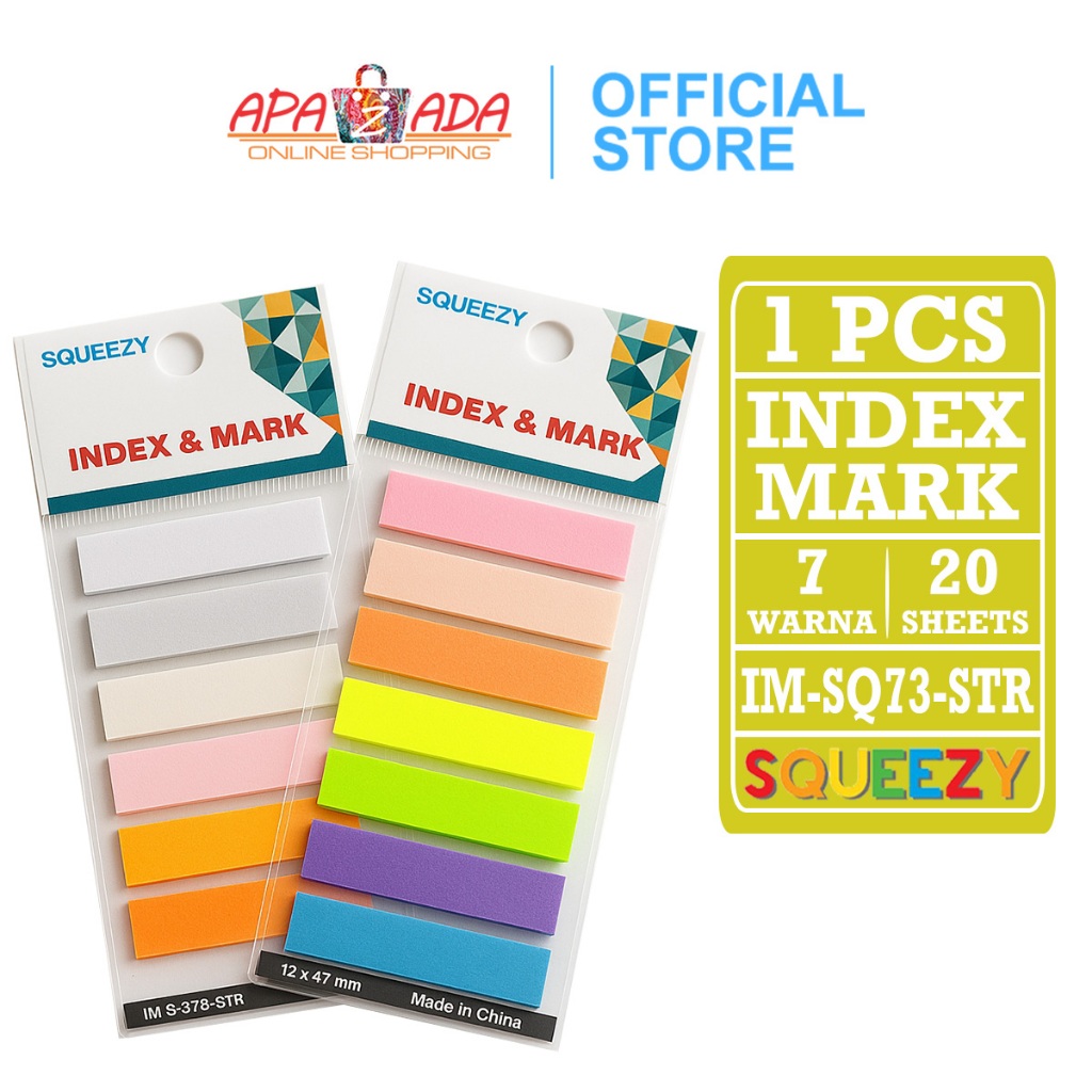 

Apazada - Index Mark Warna Strip [1 Pcs - 140 Lembar] / Penanda Bahan Kertas Squeezy 7 Warna IM-SQ73-STR