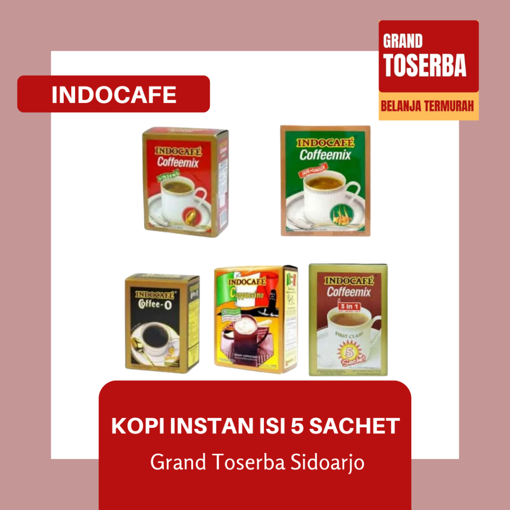 

INDOCAFE KOPI INSTAN ISI 5 SACHET 3-IN-1 / 5 PILIHAN RASA / KOPI BUBUK INSTAN