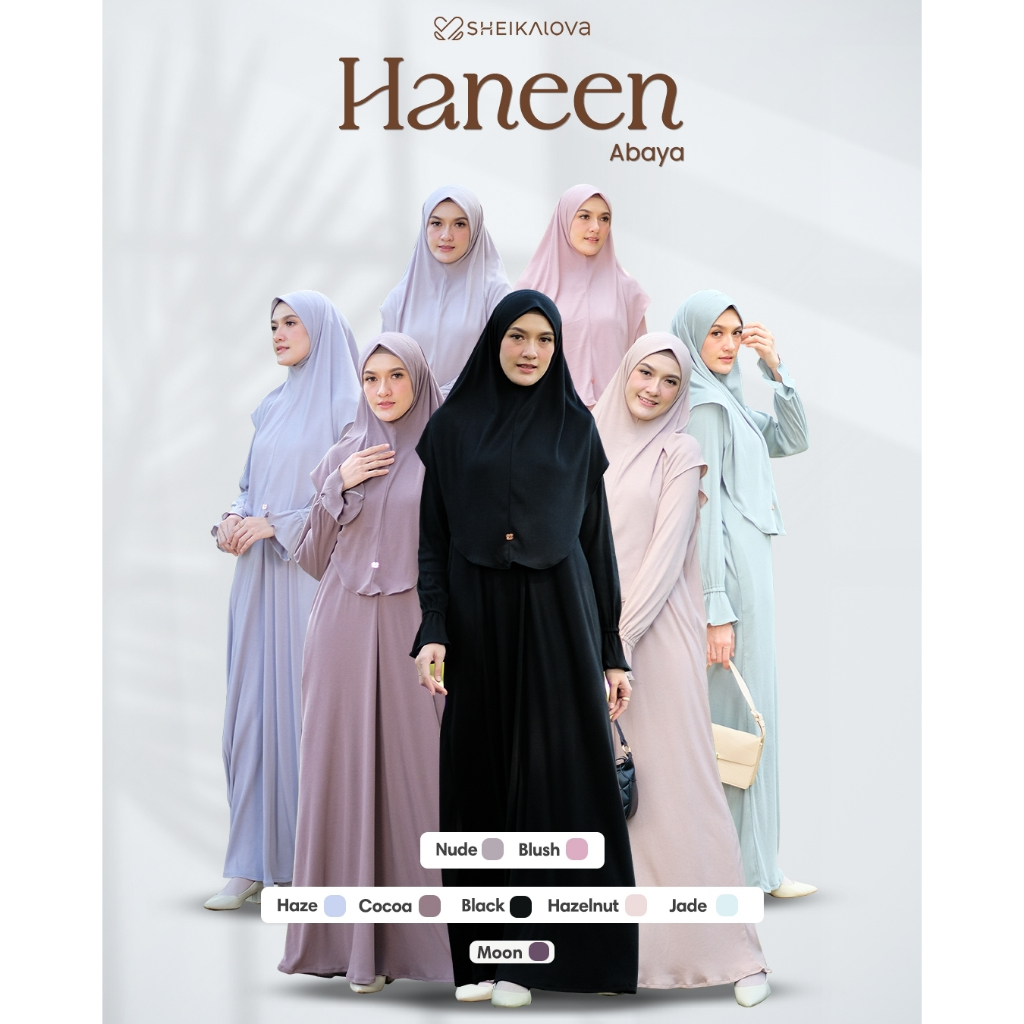 Sheika Hijab || Abaya Knit Haneen Set Bergo [ Baju muslim wanita gamis untuk umroh ]