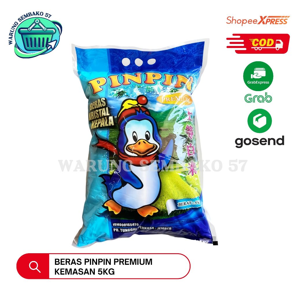 

Beras Pinpin Beras Putih Kristal Kepala Premium Kemasan 5kg