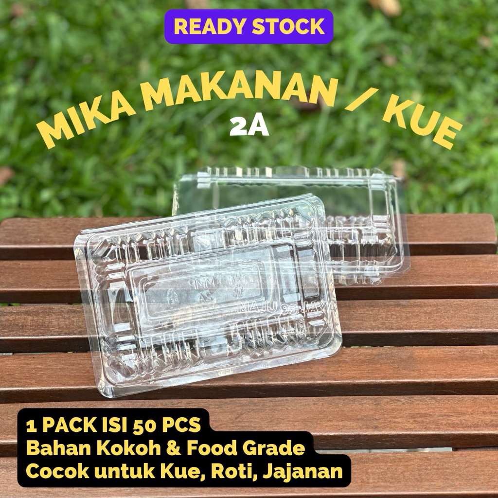 Mika Persegi Panjang Plastik Bening (2A) isi 50 PCS Ukuran 20x12x5,5 cm | Mika Roti Mika Kue Jajan M