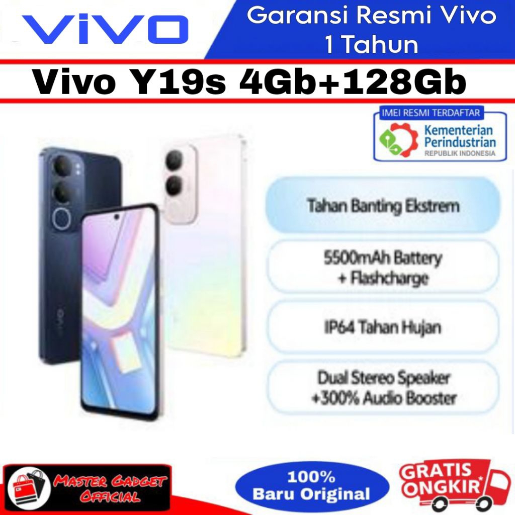 Vivo Y19s Ram [4GB+128G] [4Gb+64GB] Tahan Air IP64 Garansi Resmi Vivo 1 Tahun