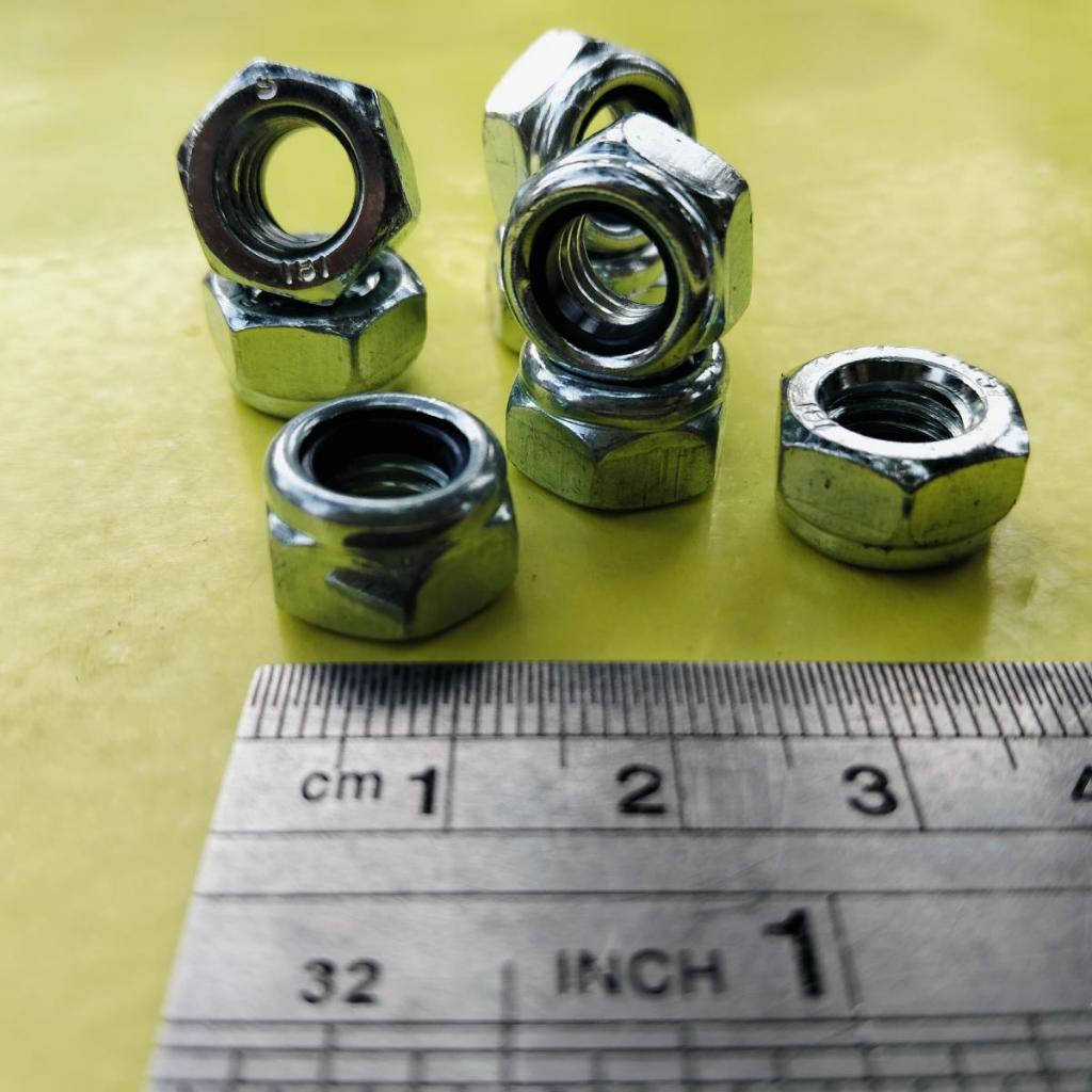 MUR NYLON PUTIH M8 / MUR BAUT 13 KUNCI 13 / LOCK NUT M8 GALVANIS / MUR NYLON GALVANIZ M8 / MUR NYLON