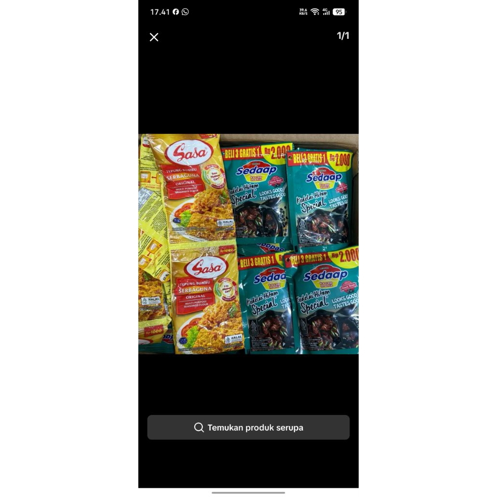 

1renteng tepung serbaguna sasa dan 5kecap bundle
