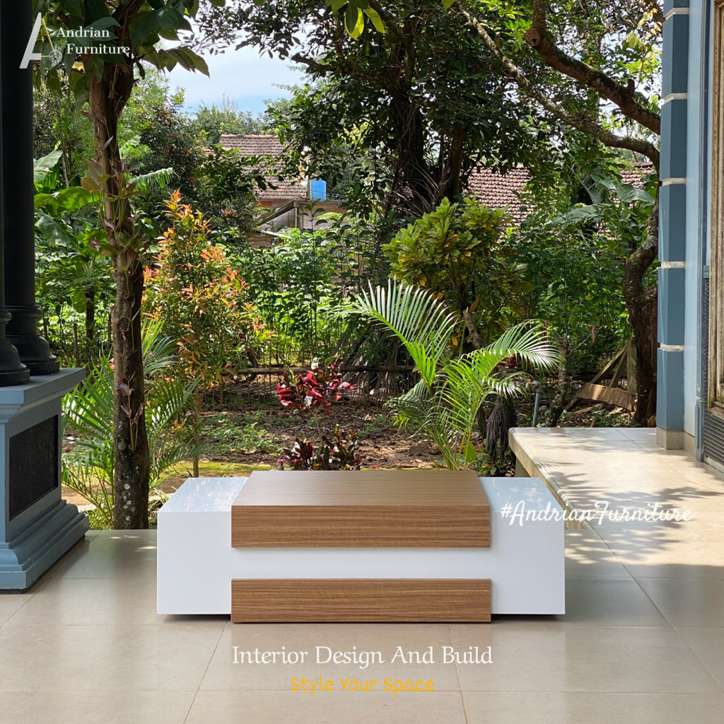 Meja Tamu Simple Lesehan Minimalis Modern HPL Persegi