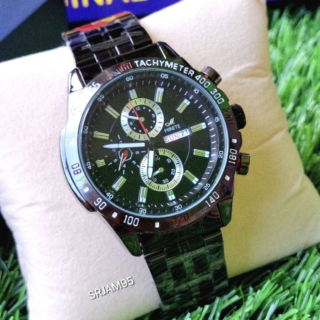 Jam Tangan Pria Mirete Original Hitam Stainless Fashion