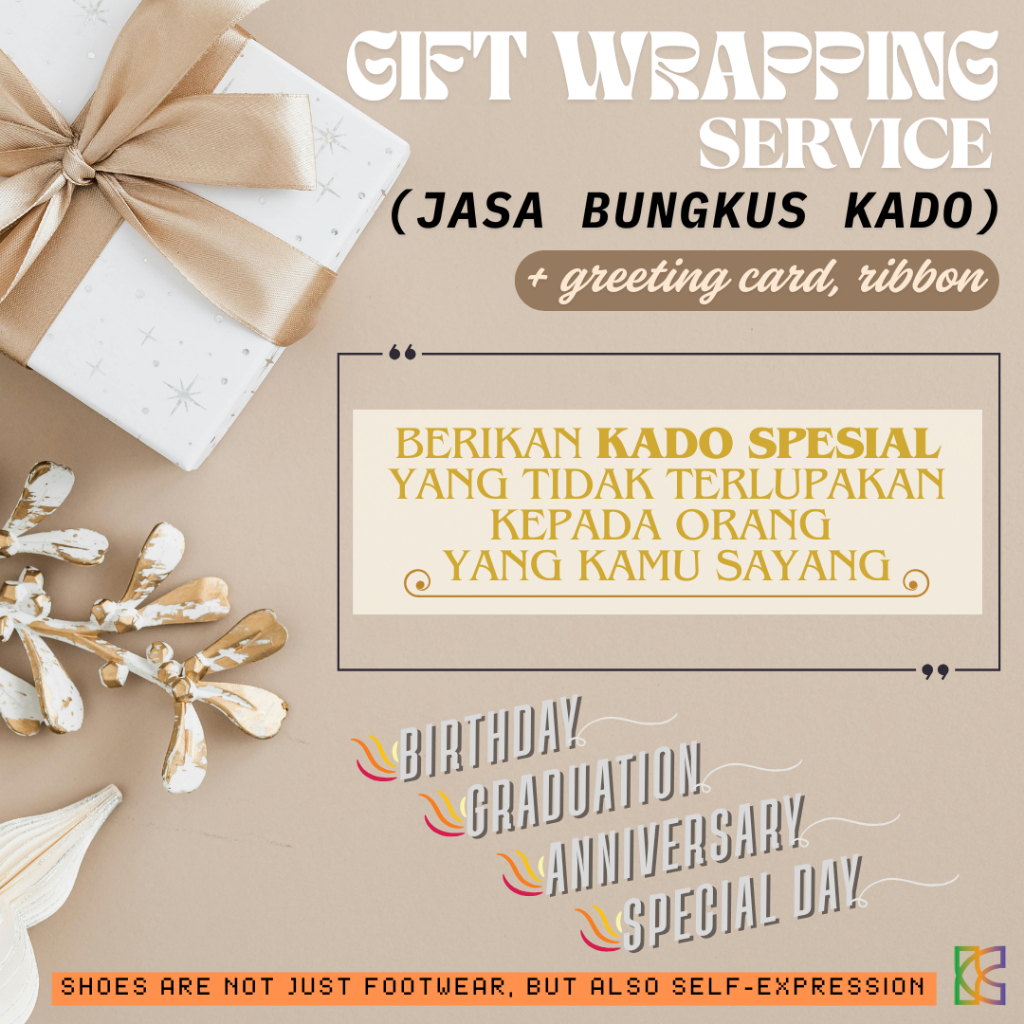 

Jasa Bungkus Kado (Gift Wrapping Service) + Greeting Card & Ribbon – Karera Shoes Store