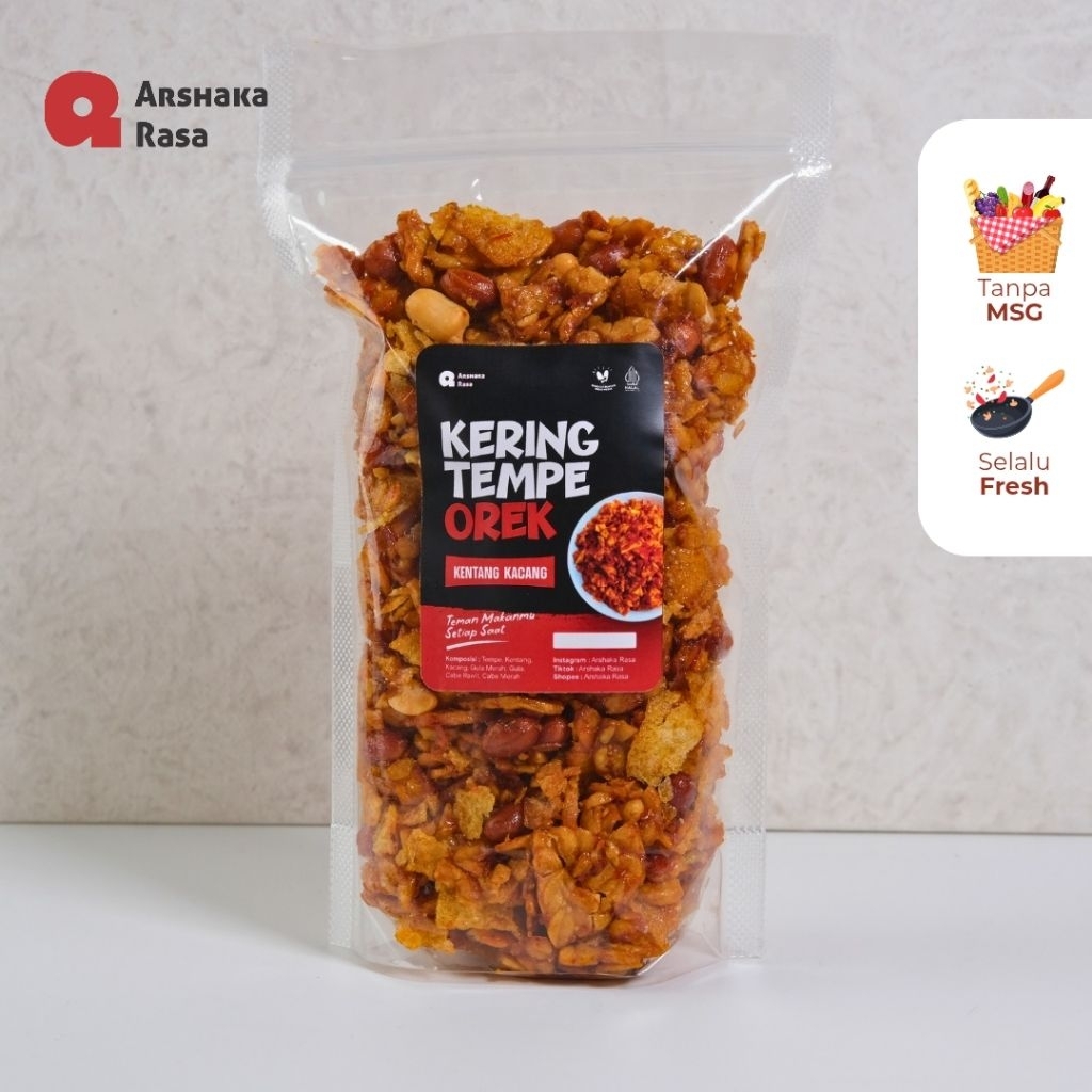 

Kering Tempe Orek Tempe Pedas Manis - Tanpa Bahan Pengawet Halal 200g Arshaka Rasa