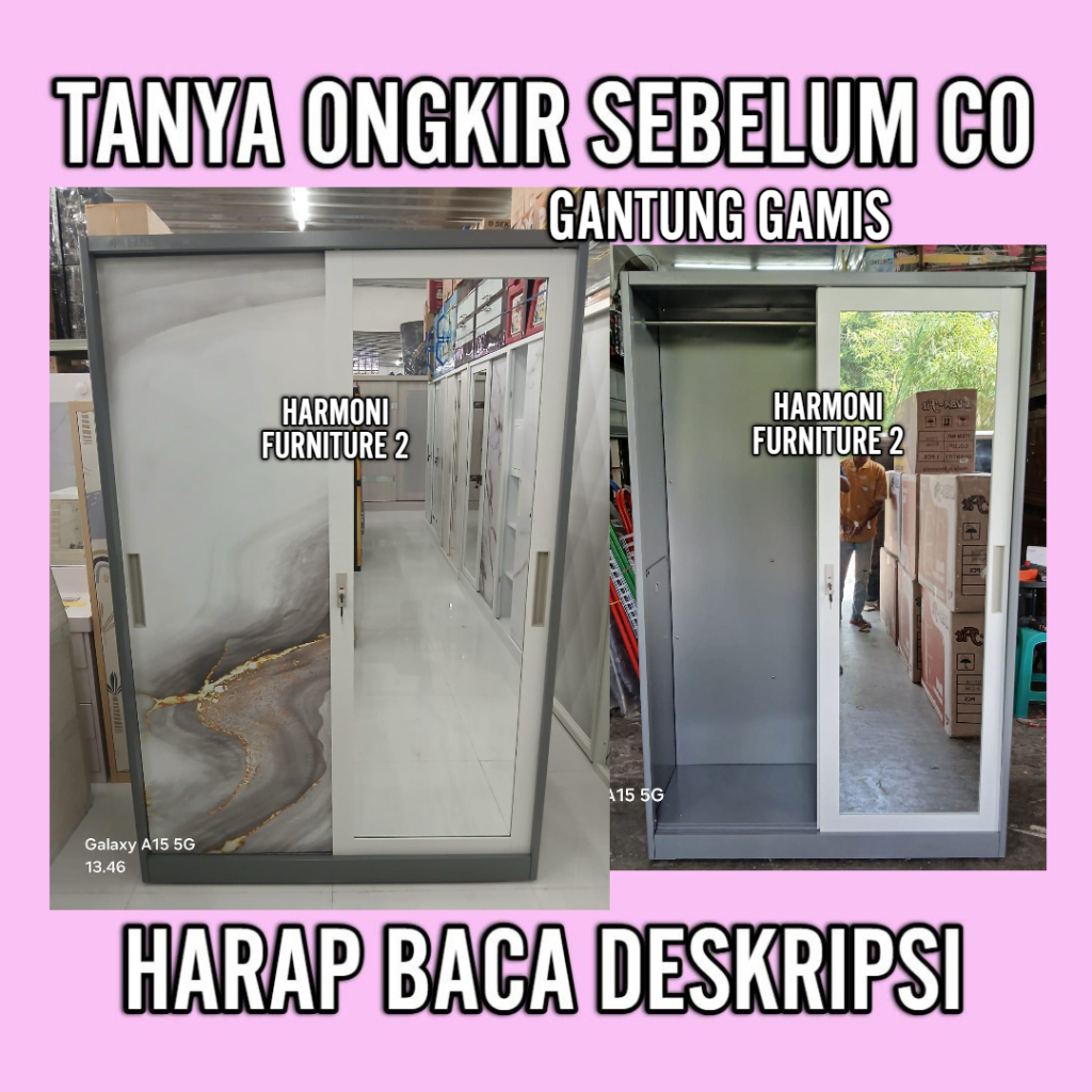 LEMARI PAKAIAN BESI GANTUNG GAMIS LEMARI BESI GANTUNGAN TINGGI LEMARI PAKAIAN BESI SLEDING JUMBO FUL