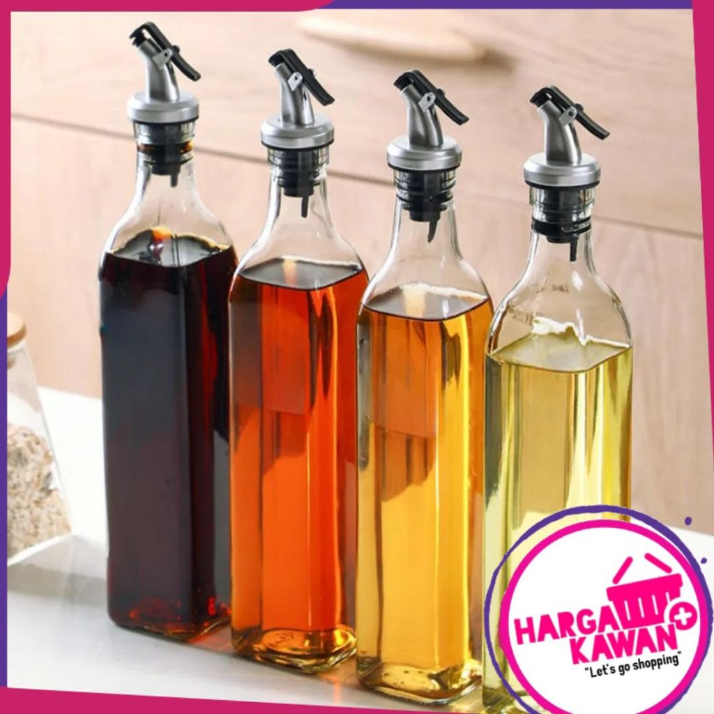 Botol Minyak Olive Oil Cooking Seasoning Bottle 500ml Bahan Kaca Tebal beserta Box