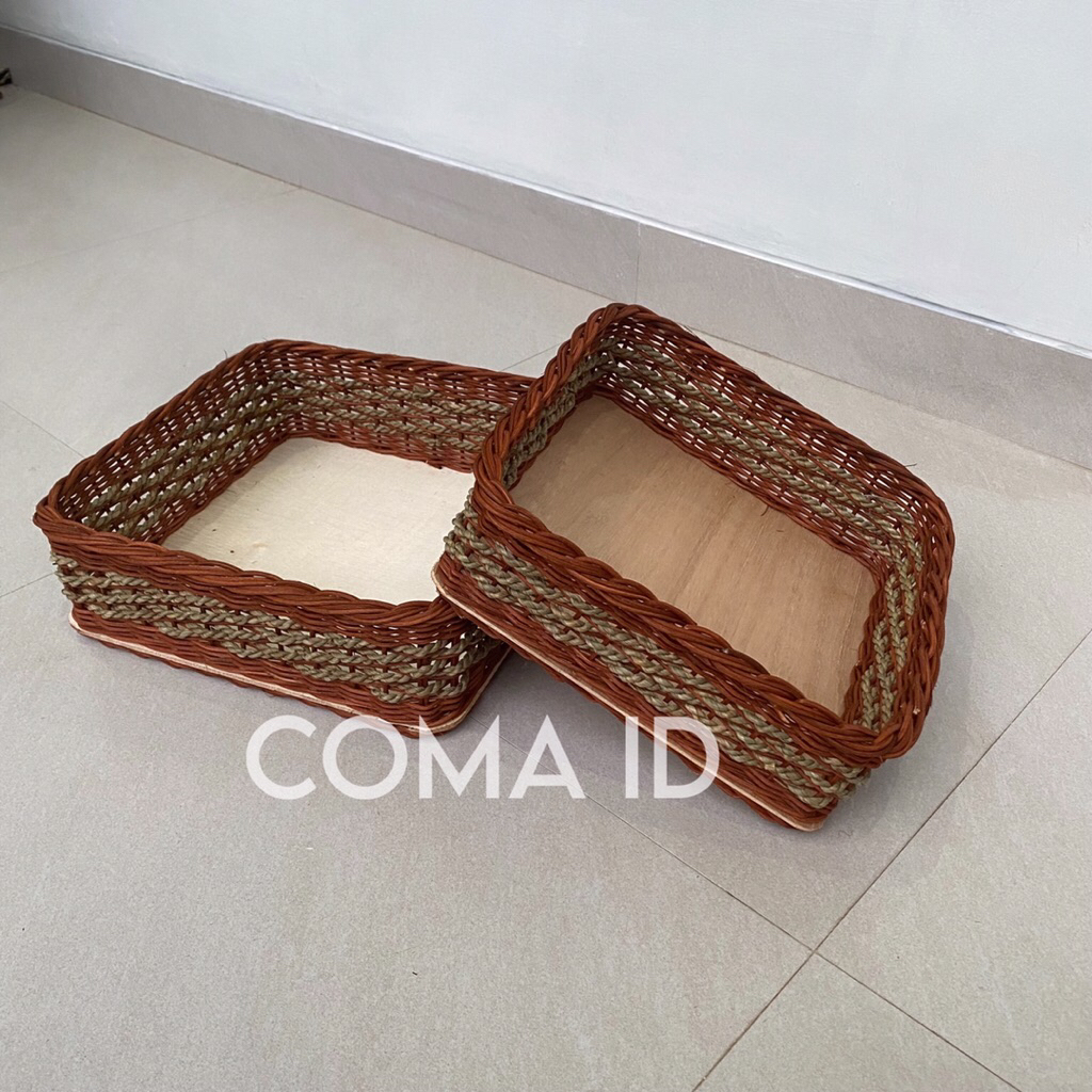 Keranjang Rotan Kotak / Keranjang Parcel Rotan / Kotak Hantaran Rotan / Keranjang Seserahan