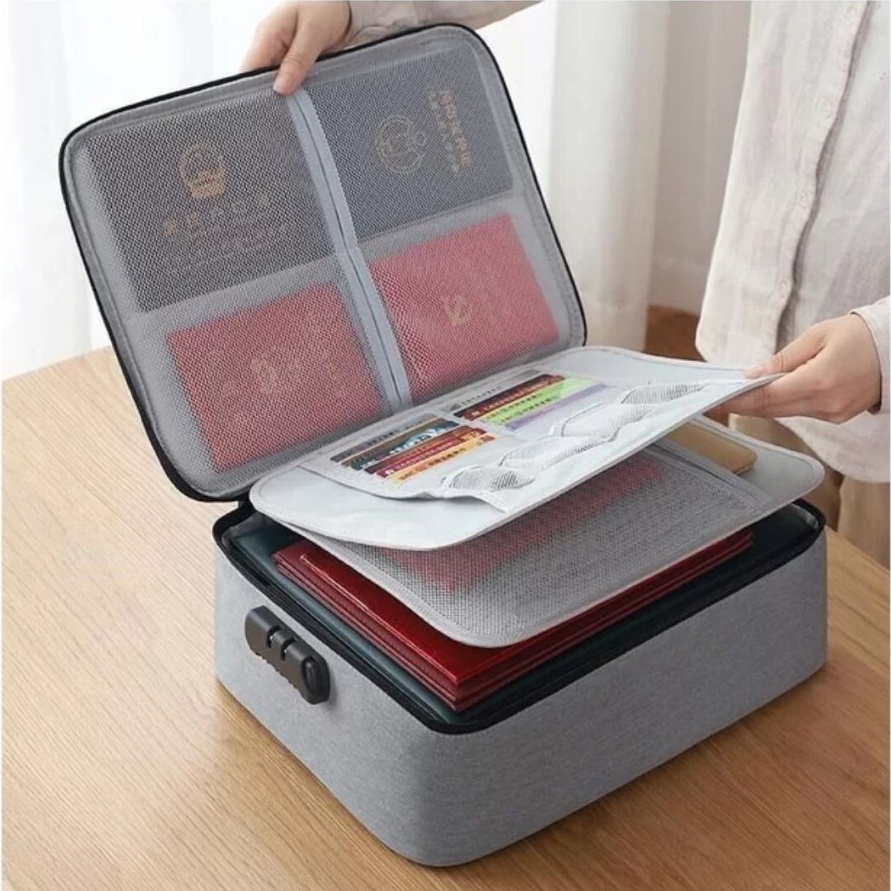 KODE D8T Tas koper Dokumen Anti Air Password Travel Bag Penyimpanan surat penting  tas dokumen tempa