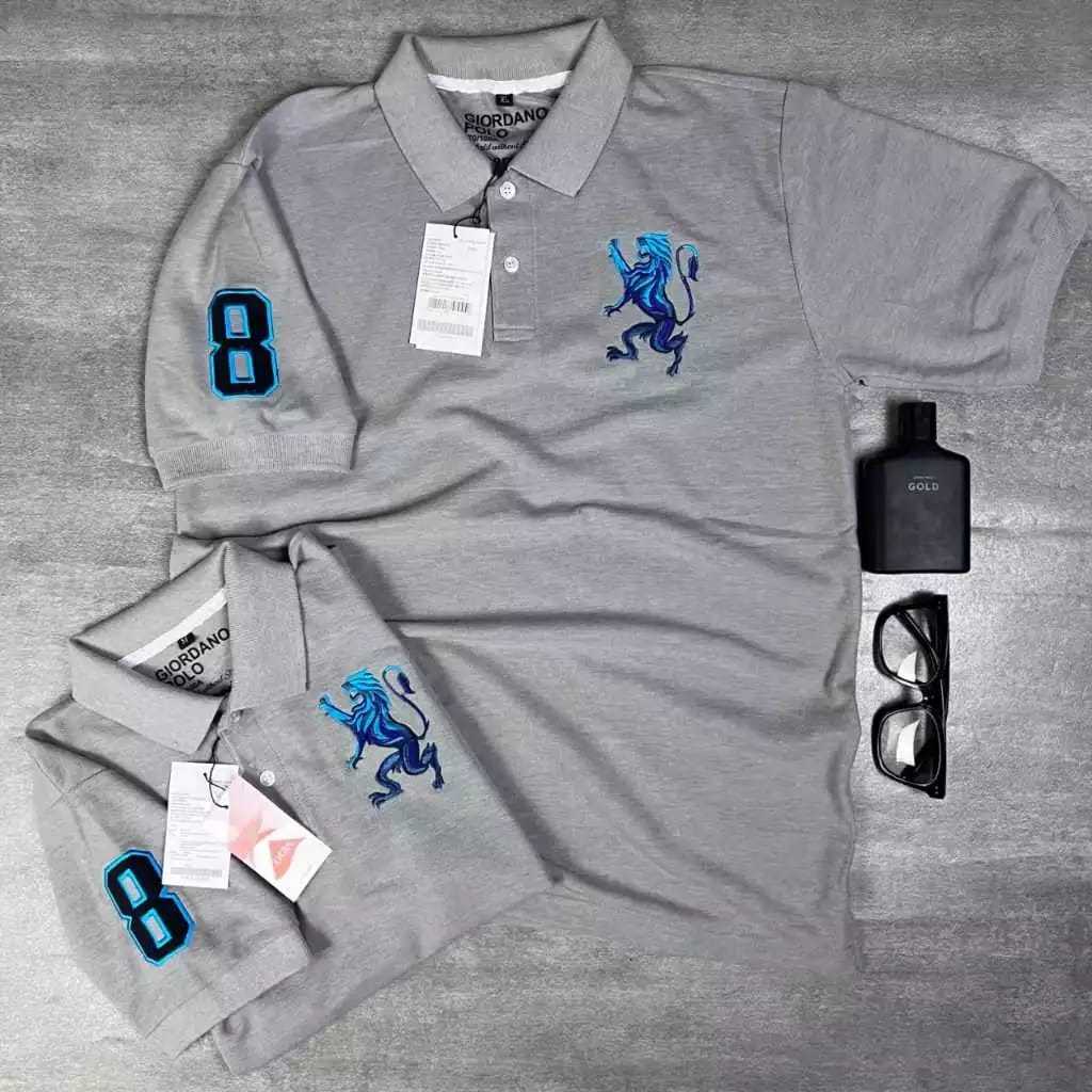 Giordano Polo Shirt Pria Abu-abu Hitam Baju Polo Giordano