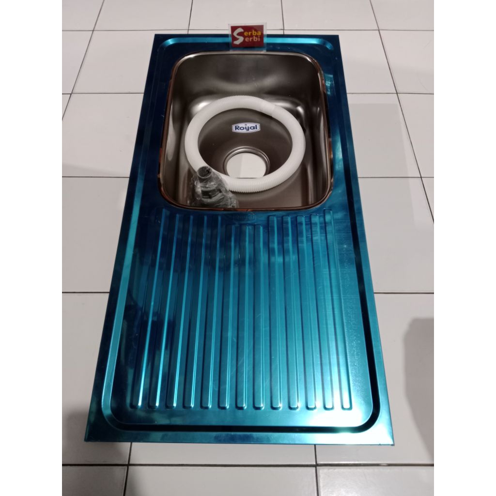 -SB38 ROYAL BCP 1LUBANG SAYAP-Bak cuci piring Wastafel dapur stainless+Avur pvc
