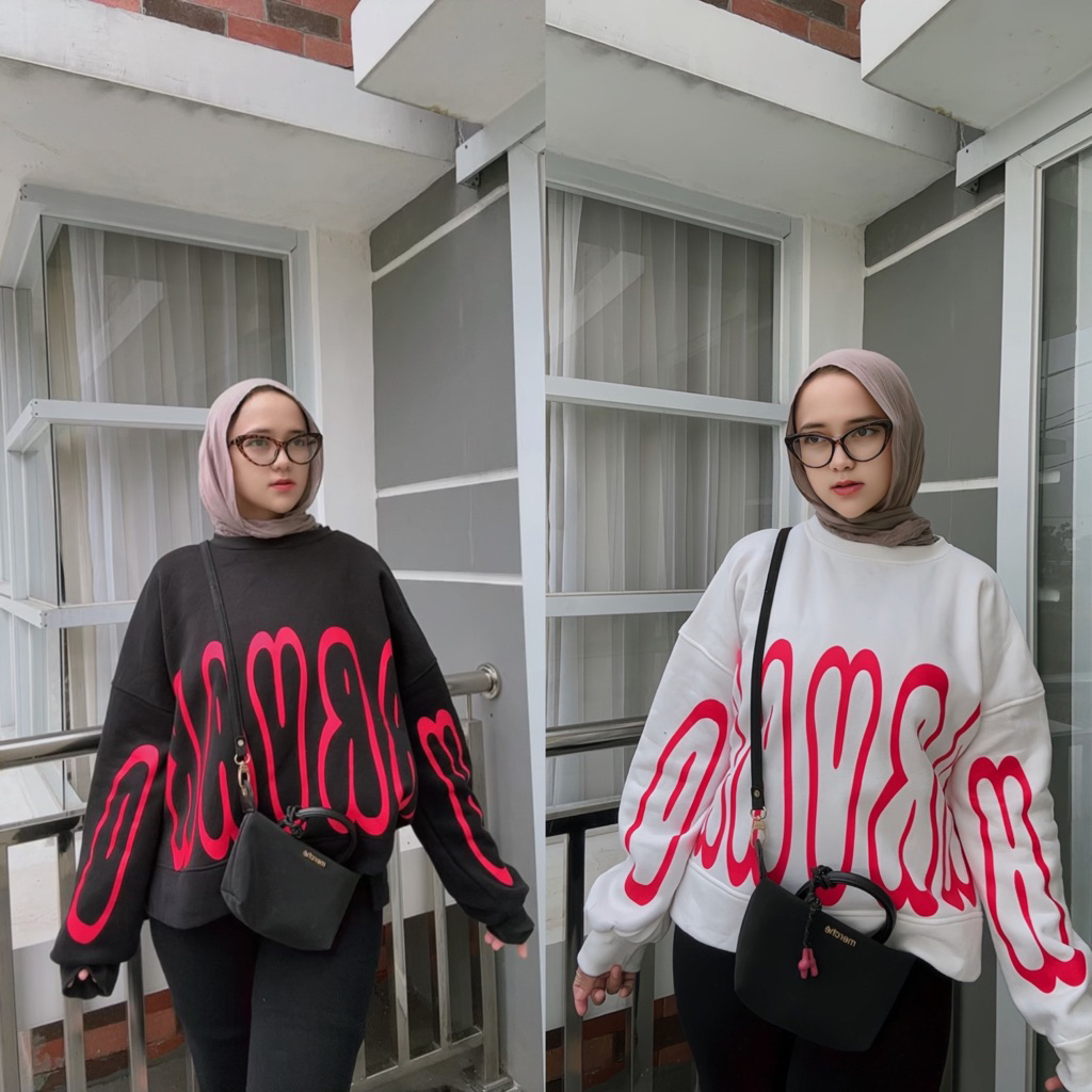 [NEW] Sweater Oversize Harvard Logo Fuchia Sweater Wanita Oversize Crewneck