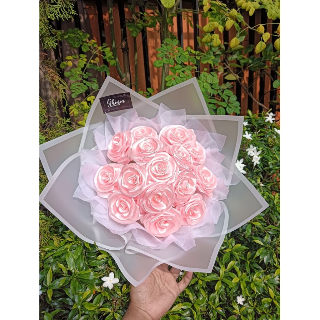 [READY STOCK] Buket Bunga | Buket Bunga Pita Satin | Buket Bunga Satin Besar