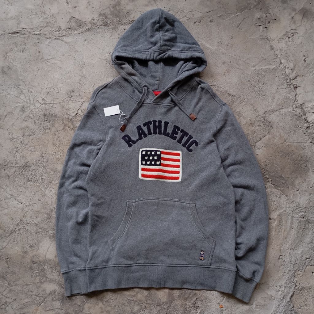 R Athletic Bear Towel Hoodie Grey