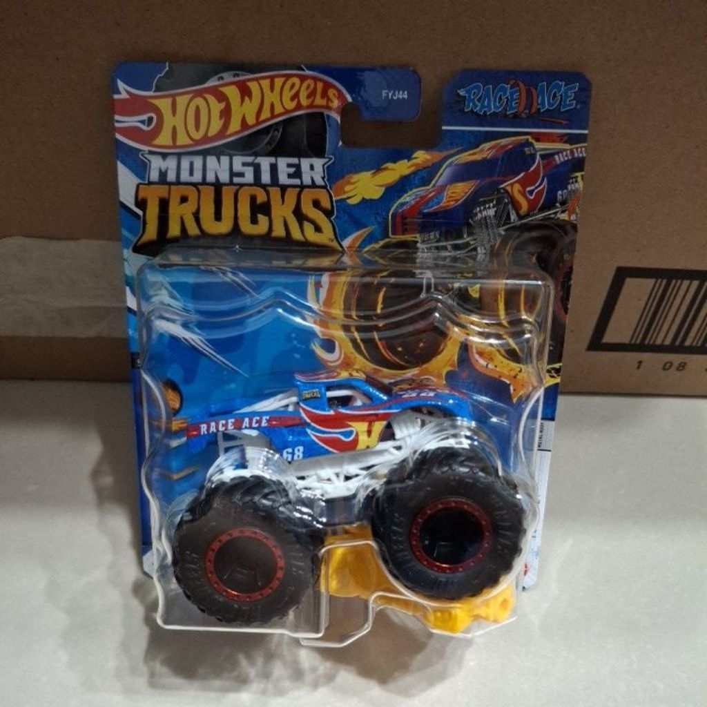 race ace monster trucks hotwheels biru