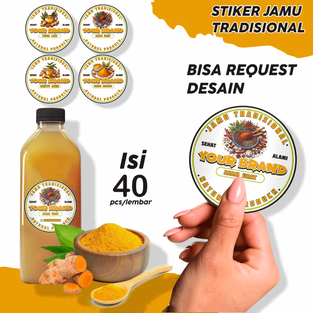 

Stiker Jamu Traditional Isi 40 pcs/lembar Alami bisa custom