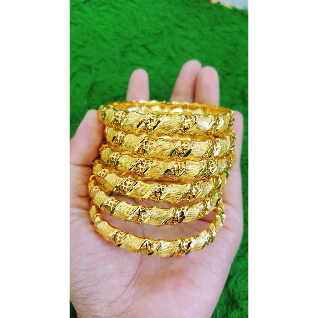 gelang keroncong model bambu warna mirip emas 24 K