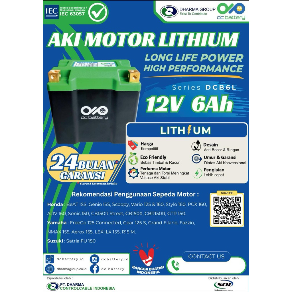 Aki Motor Lithium Honda Beat,scopy,PCX,Mio,NMAX,dll