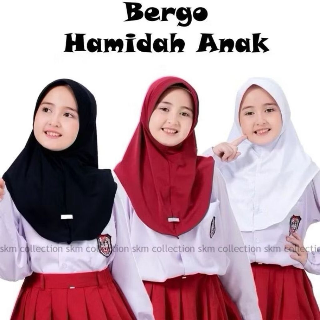 Jilbab Bergo Hamidah Anak/Bergo Instan Hijab Anak Sekolah