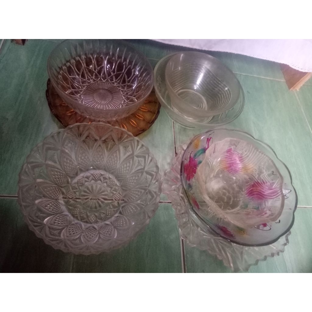 Mangkok Kaca Jumbo | Piring Kaca Jumbo | Mangkok Saji dan Piring Saji | Mangkok Beling Jumbo motif b