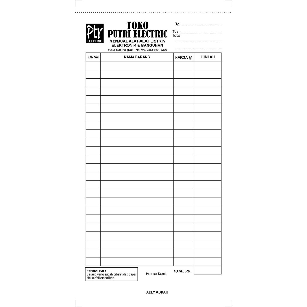 

Cetak Nota PUTRI ELECTRIC