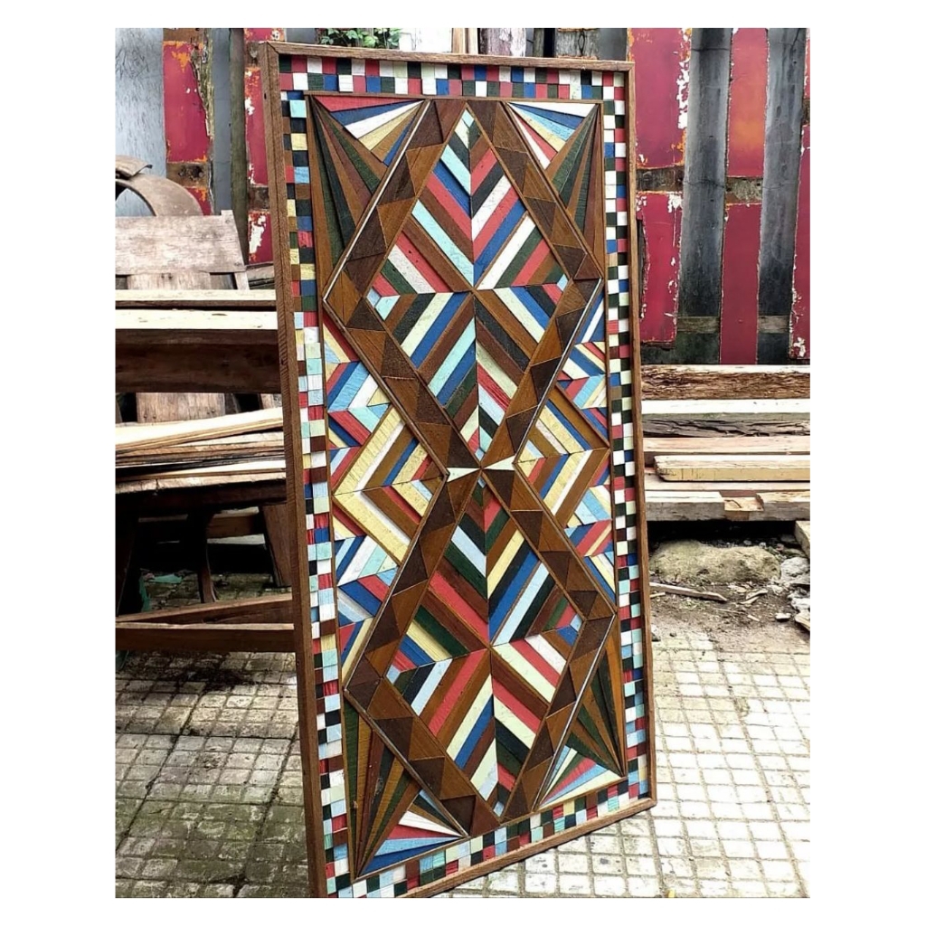 (Kayu Lama) Ornamen dinding Wall decor kayu jati  painted