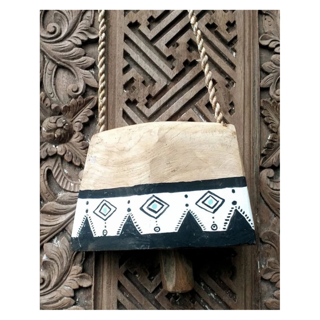 (Kayu Lama) Lonceng Bel Sapi Kayu jati pInted