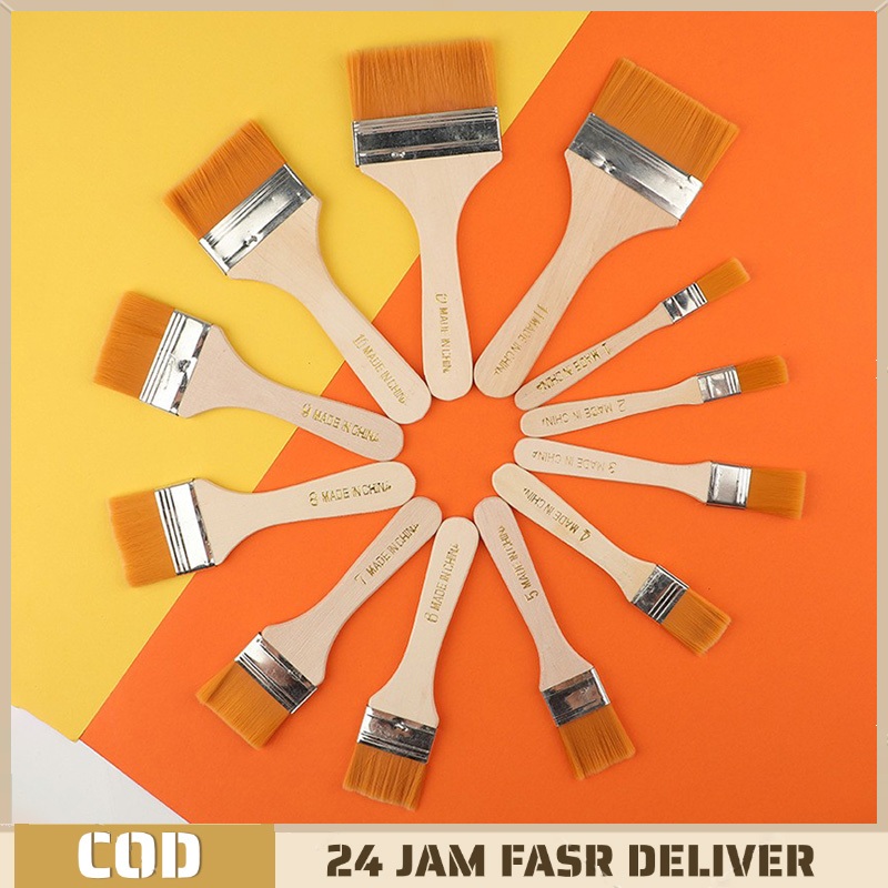 

12pcs/Set Kuas Nilon Kuas Bulu Nilon Scrub Brush Nylon Brush Ketangguhan Yang Baik Kuas Lukis Lebar Gagang