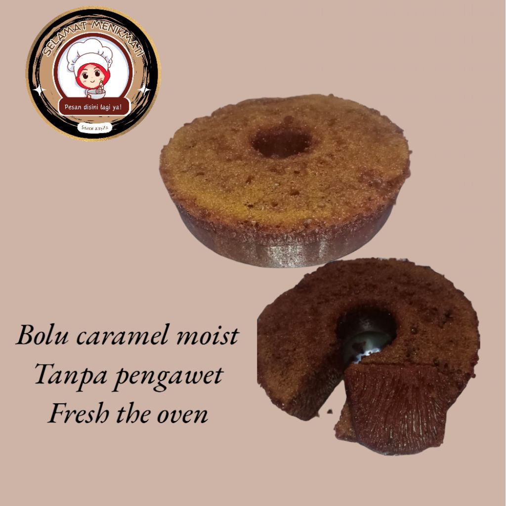 

bolu karamel rumahan moist bersarang