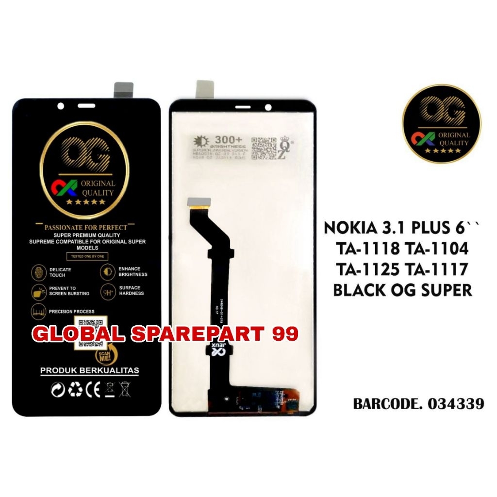 LCD NOKIA 3.1 PLUS / TA1118 / TA 1104 / TA1125 / TA 1117 OG SUPER