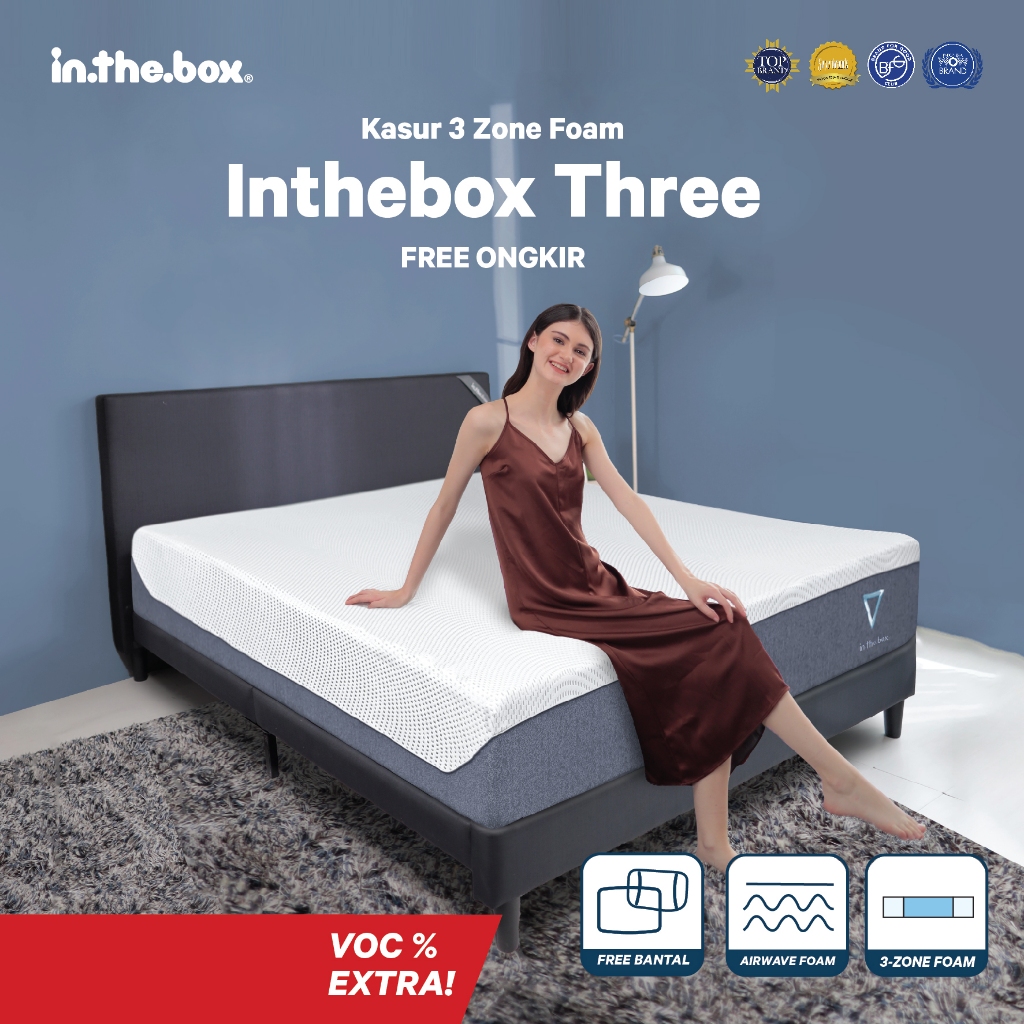 Kasur IN THE BOX Three Hybrid Airwave Foam - FREE Bantal Ukuran 90x200, 100x200, 120x200, 140x200,
